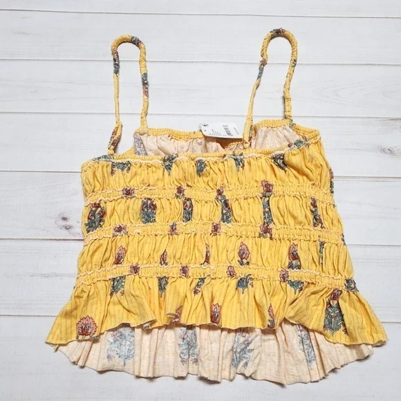 Free People Dolce Vita Yellow Combo Tank Top Medium - New With Tags - Picture 4 of 8